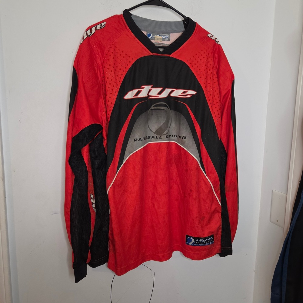 Dye Paintball Division Jersey Red Black Padded Long Sleeve Mens XL‎ Vintage